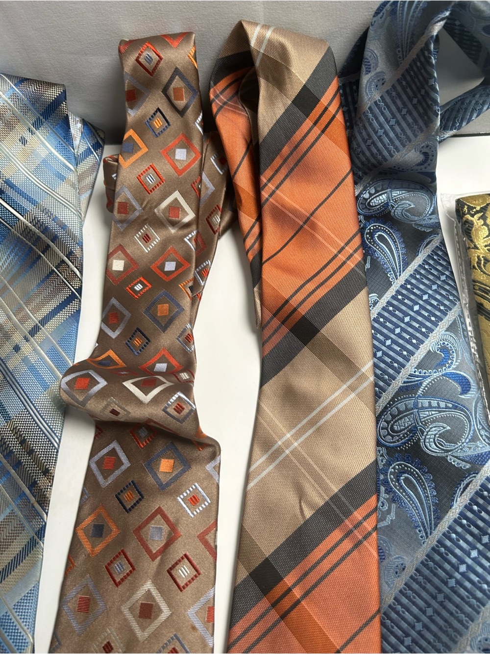 Assorted Men's Necktie Pack - Blue, Black, Tan, Orange, Brown 6ct. - Picture 12 of 13